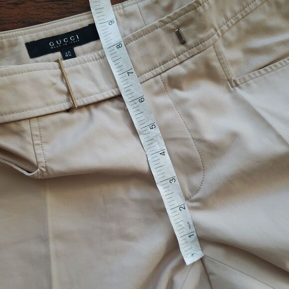NWT GUCCI Beige Chic Edgy Feminine Workcore Retro Y2K Cotton Dress Pants Size 40 - Picture 7 of 9